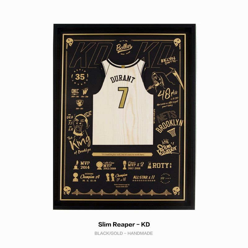 木球衣挂画 - Slim Reaper #7 ( Limited Edition of 357 ) - 画框/相框 - 木头 黑色