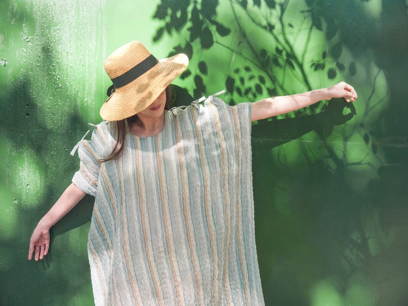 Fenner泡泡格纹绑带洋装 - 洋装/连衣裙 - 棉．麻 多色