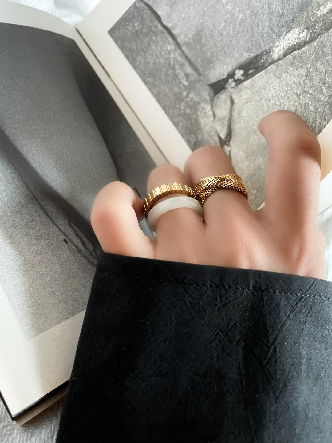 和田玉白玉戒指 港码13 云行S34 - 戒指 - 玉石 白色