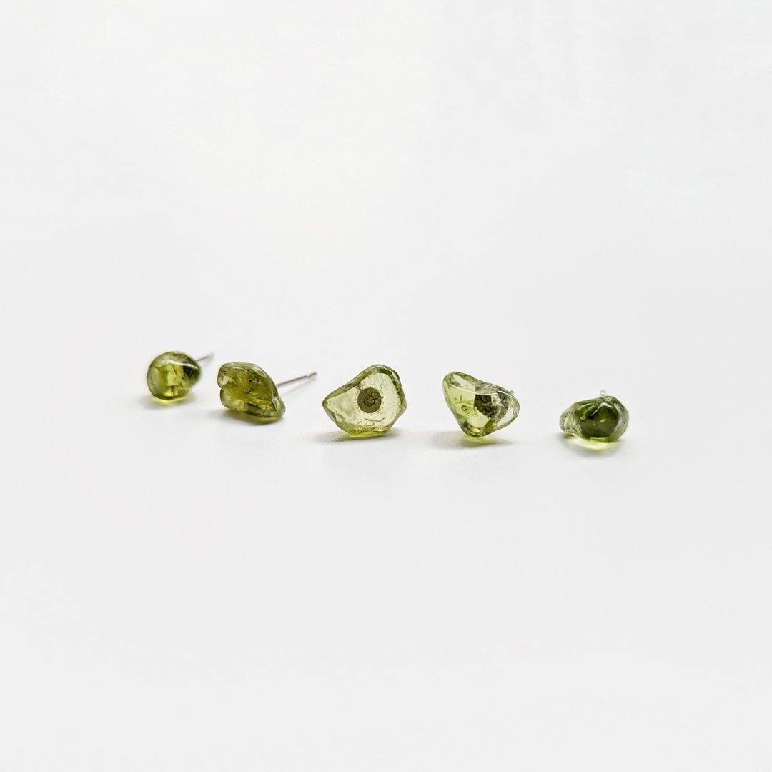 天然水晶 橄榄石 Peridot 不锈钢耳环 狮子座 处女座 - 耳环/耳夹 - 半宝石 