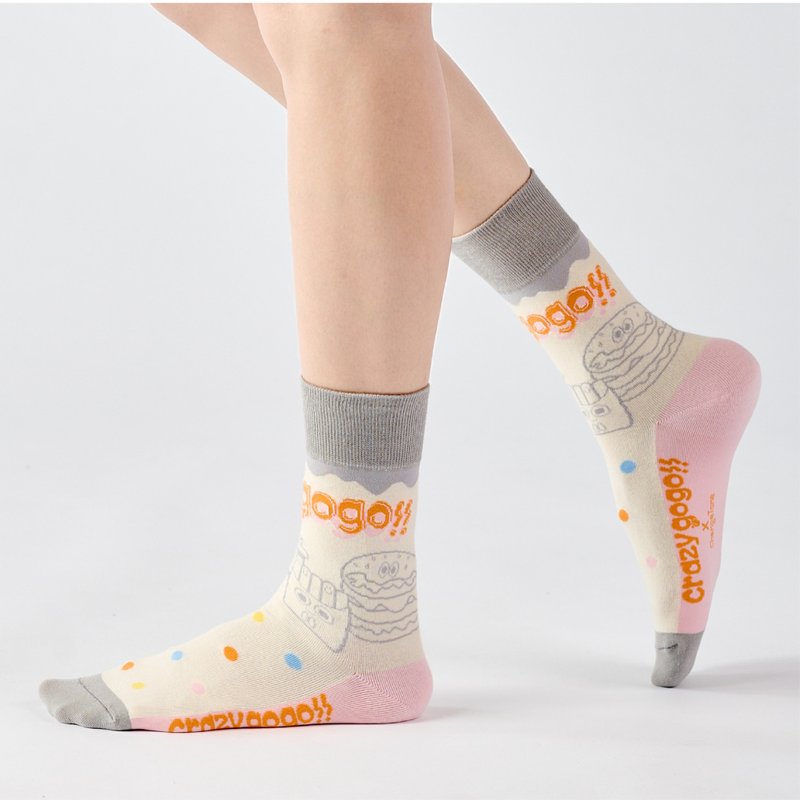 联名Crazygogo_疯狂星星糖 中筒袜 - 灰(F) - 袜子 - 棉．麻 灰色