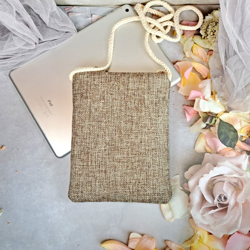 电话包/肩背包/钭背包/手机袋 ~ (CB2501-Brown) RS - 侧背包/斜挎包 - 棉．麻 咖啡色