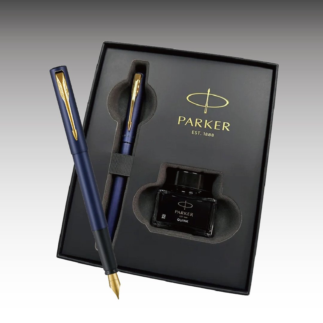 Parker 派克 新威雅XL 海军蓝墨水礼盒组  免费刻字 - 钢笔 - 其他金属 蓝色