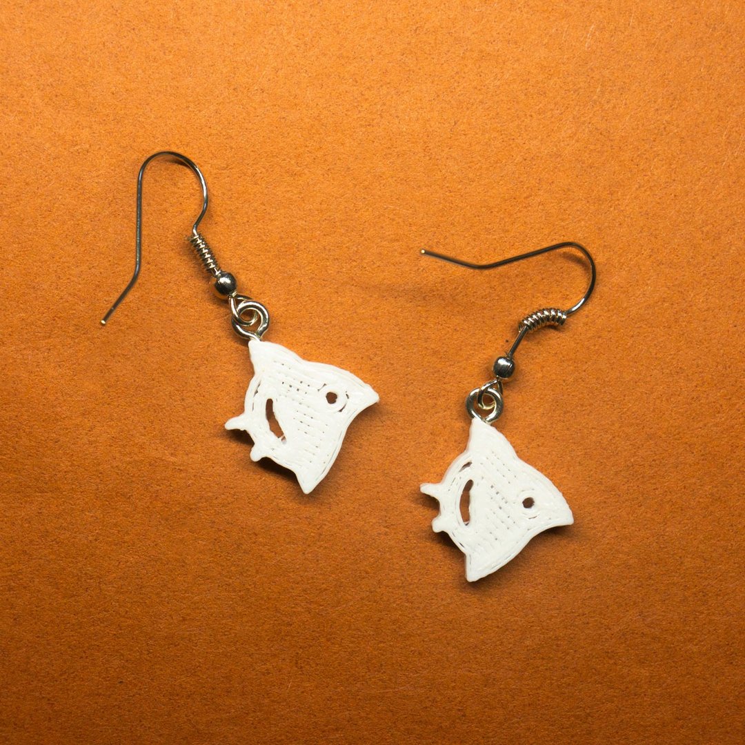 3D Printed Earrings - CHIDORI - 耳环/耳夹 - 塑料 白色