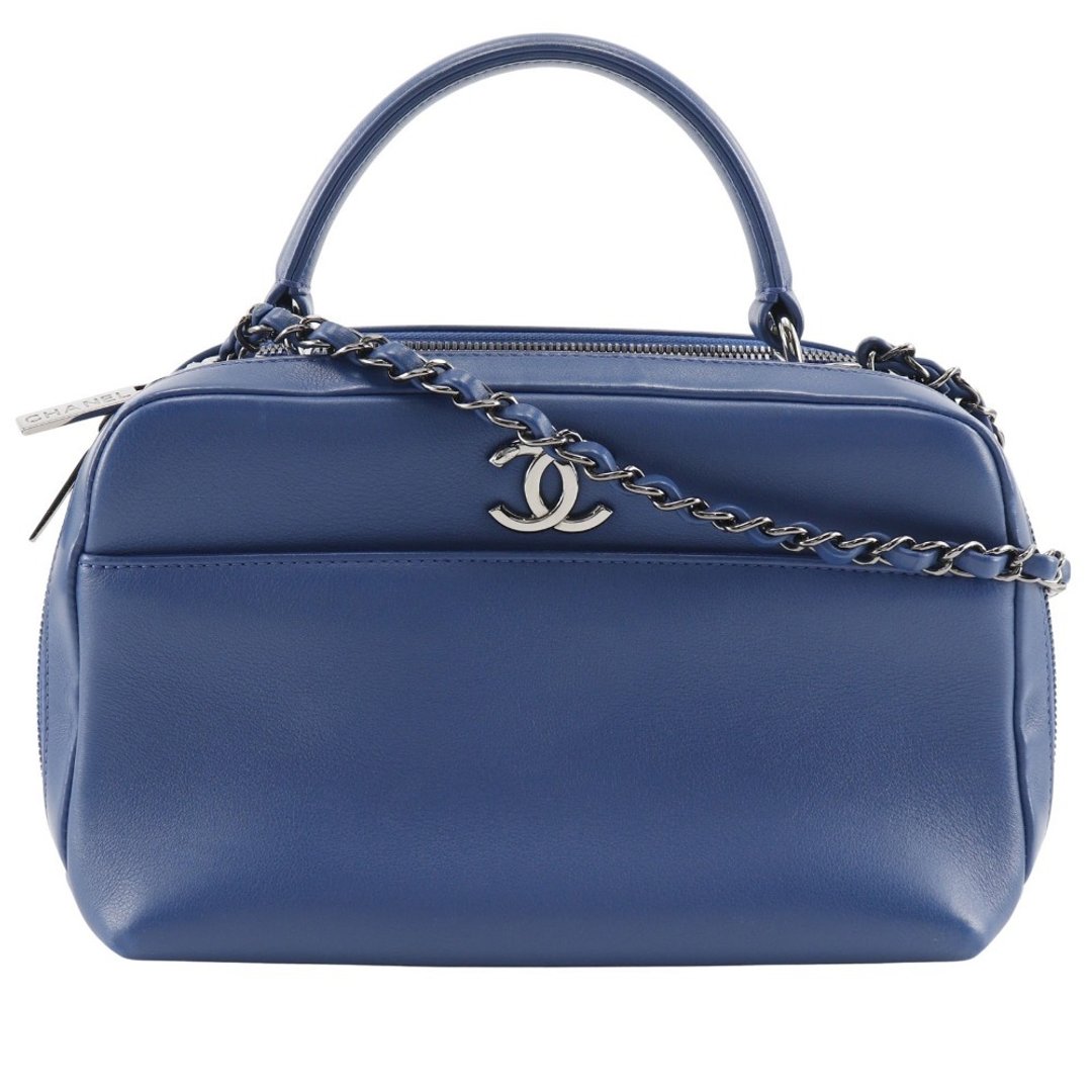 【日本直送】香奈儿 CHANEL Trendy Bowling Bag 手提包 2WAY 肩背包 小牛皮 蓝色 女性【二手】 - 手提包/手提袋 - 真皮 蓝色