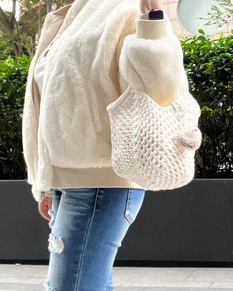 【棉织胖胖包】纯粹白・手提/肩背/子母包/手工编织包 - 手提包/手提袋 - 棉．麻 