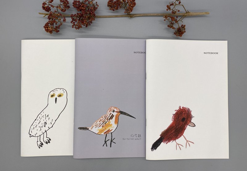 童趣插画 鸟儿 笔记本 3件组 - 笔记本/手帐 - 纸 白色