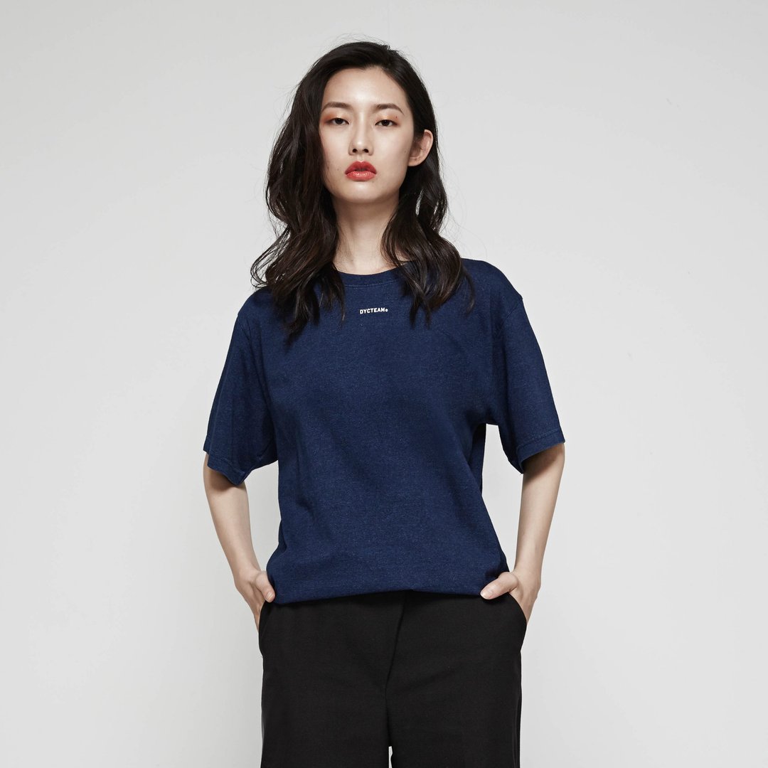 DYCTEAM - Deep Indigo Tee - L号 - 女装 T 恤 - 棉 蓝色