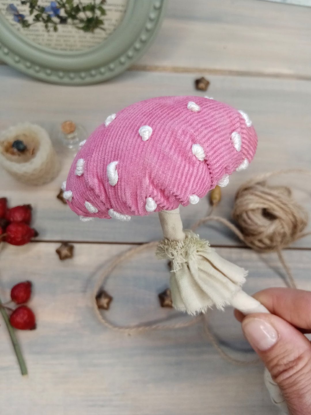 Fly agaric mushroom from textiles - 玩偶/公仔 - 其他材质 