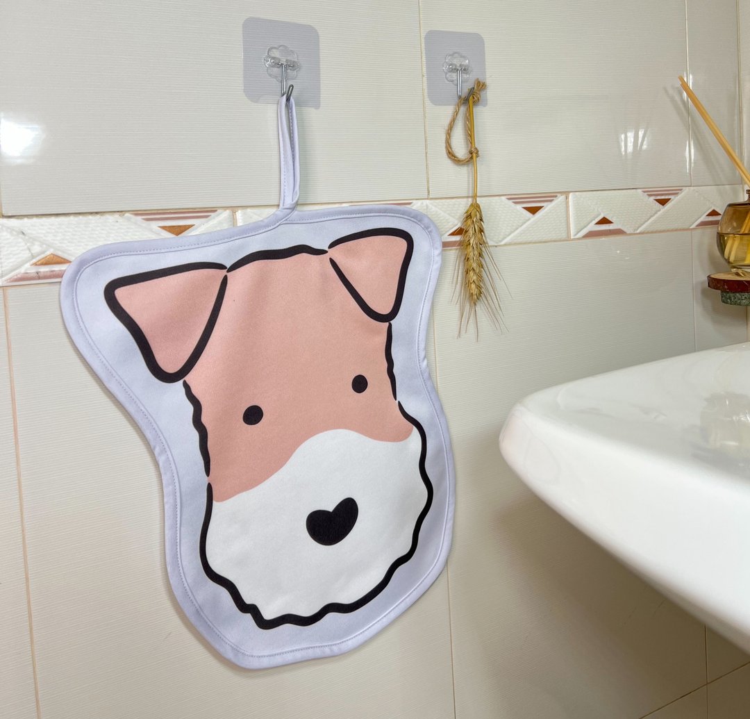 Wirefoxterrier 刚毛猎狐梗 造型擦手巾 大头 浅紫 - 毛巾浴巾 - 聚酯纤维 紫色