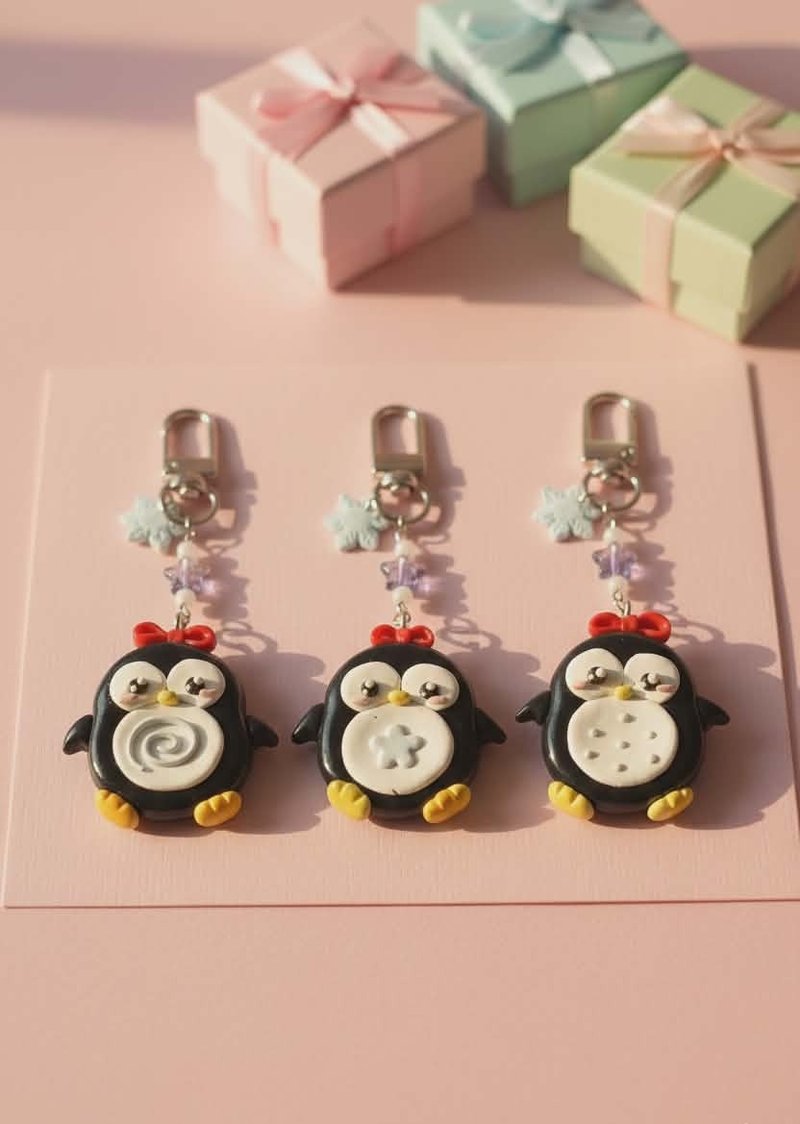 Worry Stone 企鹅造型 舒压石 手工制作 方便携带 缓解压力 尺寸 3 厘米。 - 吊饰 - 其他材质 黑色