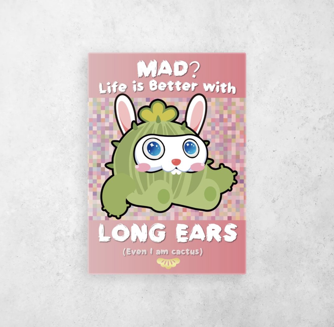 Life with Long EARS 仙人掌球海报A3/A5 (不连框) - 海报/装饰画/版画 - 纸 粉红色