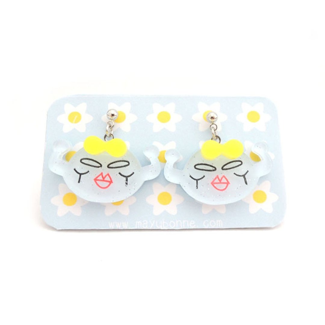 masculine boy earrings - 耳环/耳夹 - 压克力 蓝色
