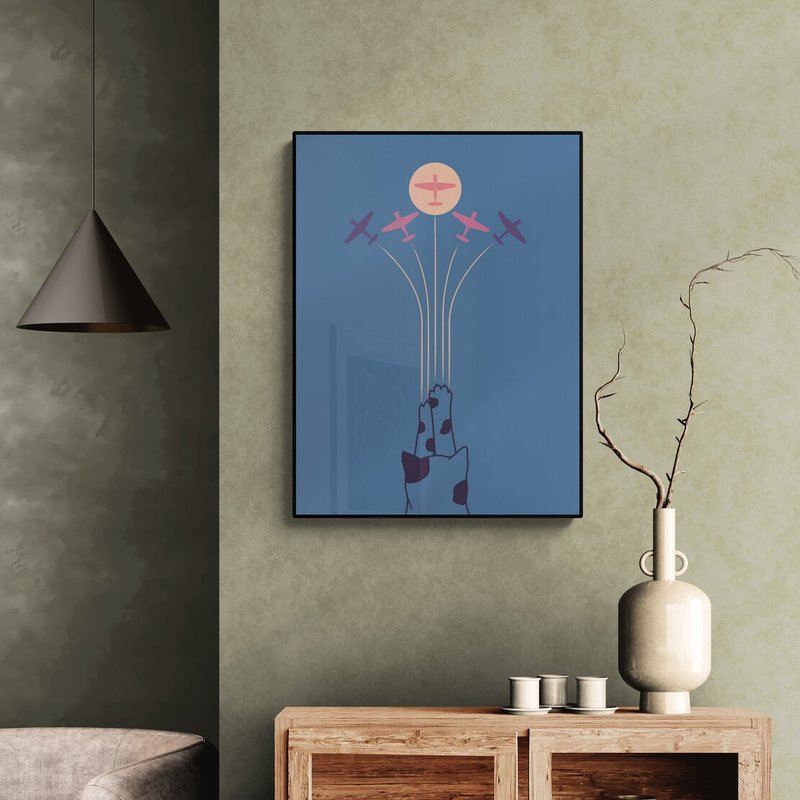 【独家版画】ilovedoodles | 猫咪地景19-猫抓飞机 - 海报/装饰画/版画 - 纸 