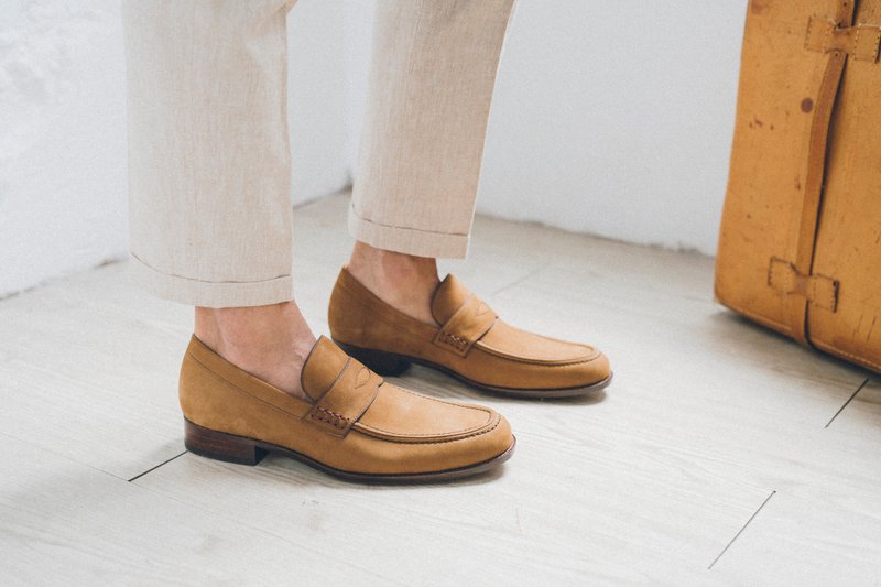 经典双缝线便仕乐福鞋 沙漠棕 绅士鞋 皮鞋 休闲 男 - 男款牛津鞋/乐福鞋 - 真皮 咖啡色
