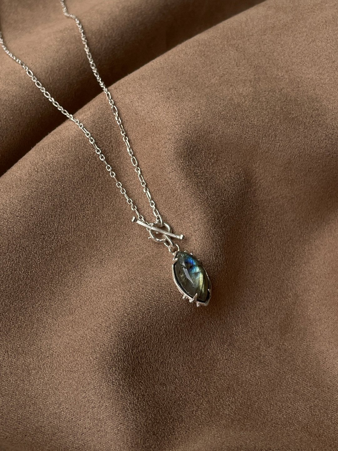 Labradorite马眼拉长石纯银T扣项链 - 项链 - 纯银 多色
