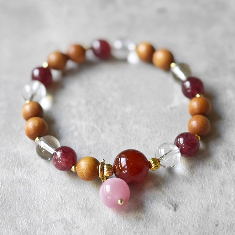 人缘之石 草莓晶 生日礼物 交换礼物 毕业礼物 圣诞礼物 圣诞礼盒 - 手链/手环 - 水晶 红色