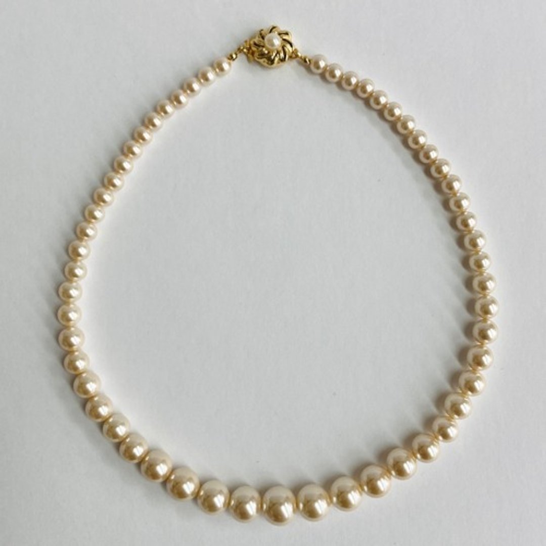 玻璃珍珠渐层项链/6x12mm 约42cm/奶油色/G/日本制造 - 项链 - 宝石 