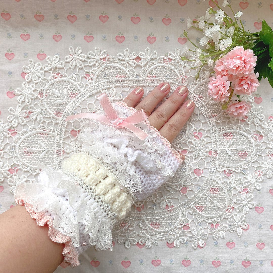Fuwa Fuwa Gloves - 手套 - 棉．麻 白色