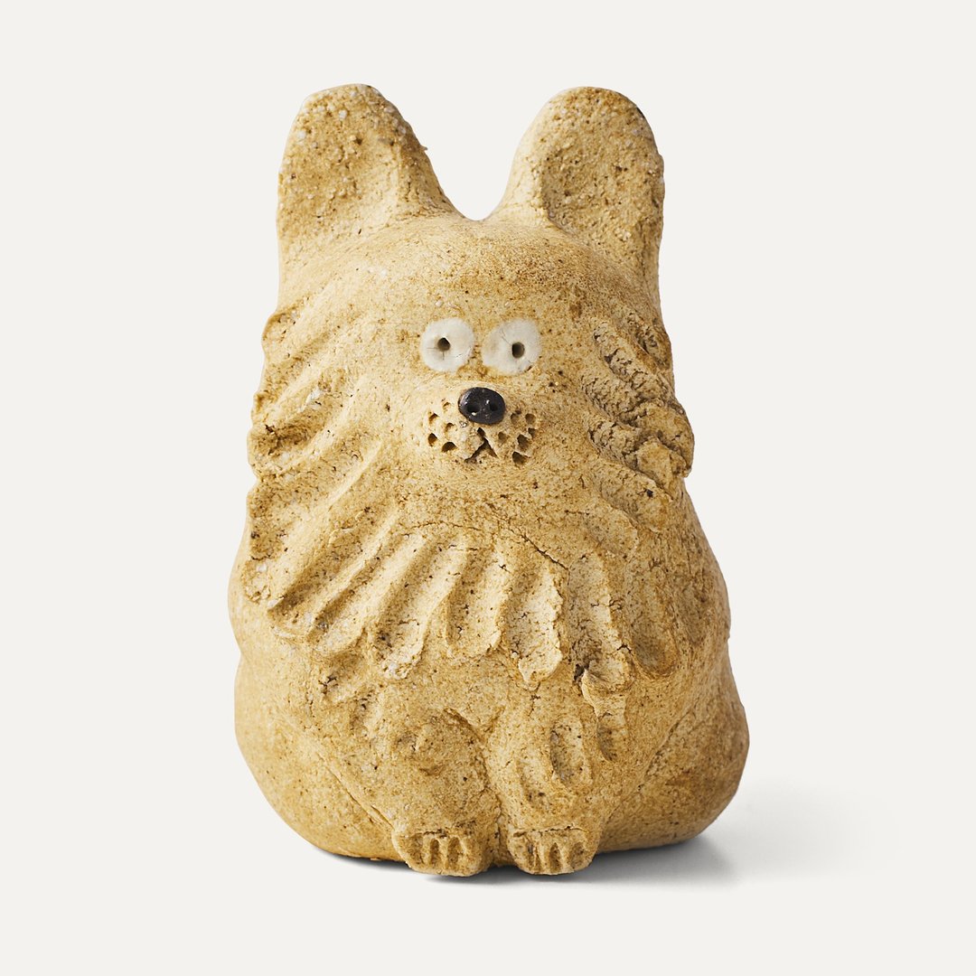 Cream chihuahua dog figurine pottery animal pottery figurine animal motif - 摆饰 - 陶 