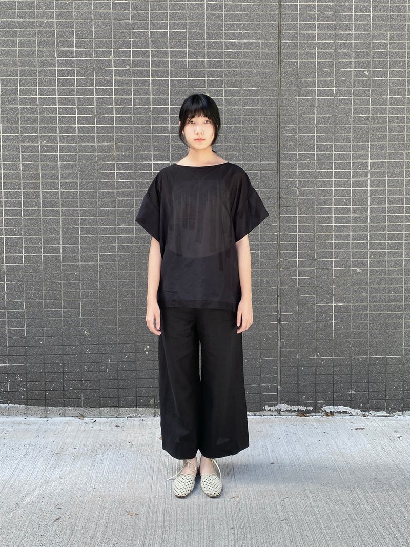 反折枕头套上衣 - 女装上衣 - 丝．绢 蓝色