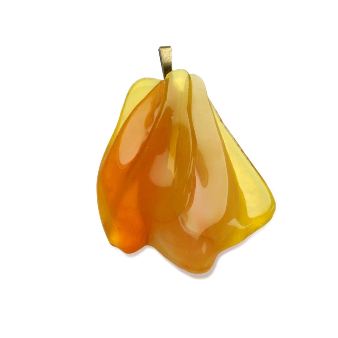 Pendant in the form of a yellow lily in bright sunny colors. Fusing - 项链 - 玻璃 黄色