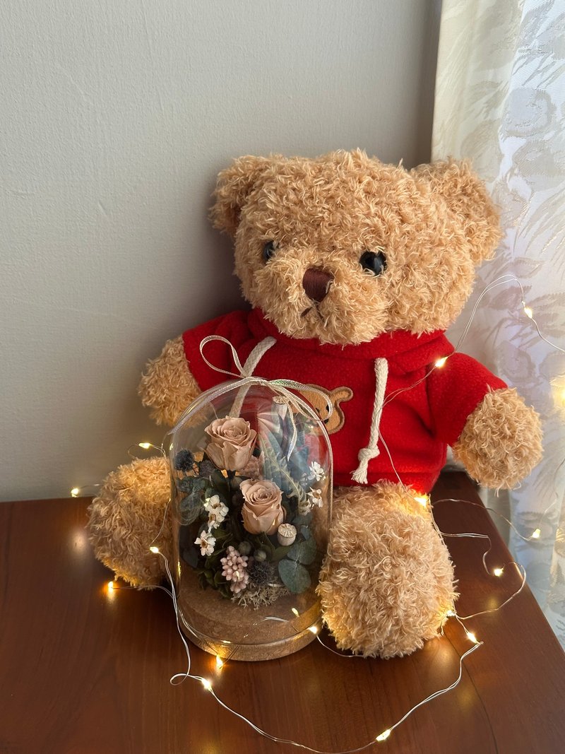 限量情人节泰迪熊玻璃罩 - 干燥花/捧花 - 植物．花 