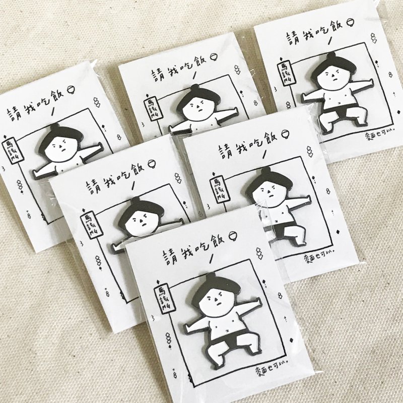 相扑选手 : 请我吃饭 /金属徽章 - 胸针 - 其他金属 黑色