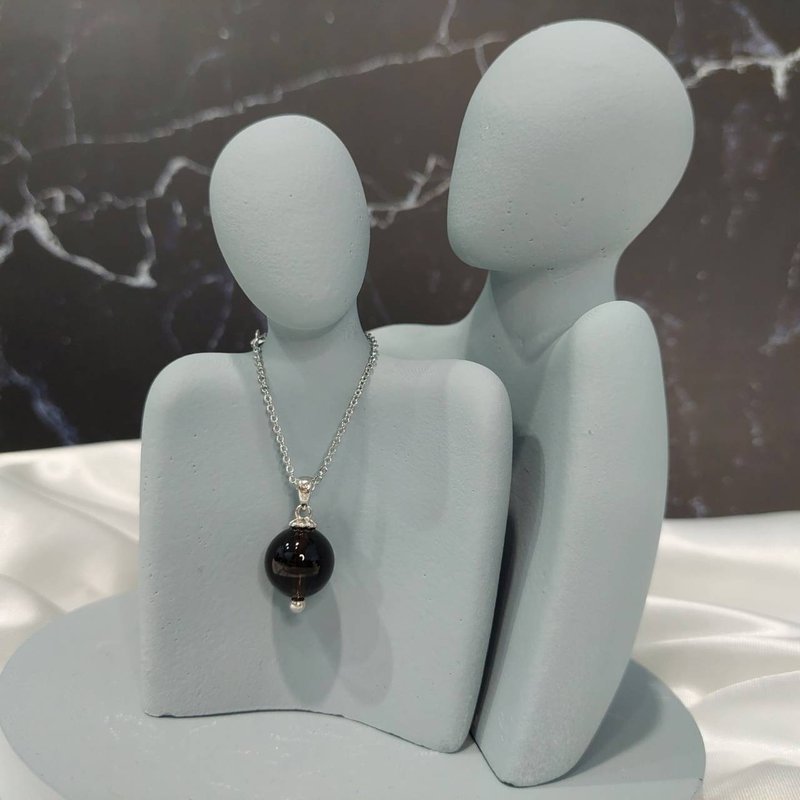 天然烟水晶项鍊 - 项链 - 宝石 黑色