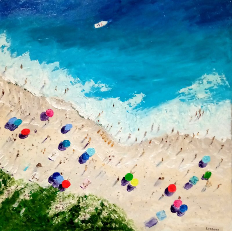 Original author's oil painting Beach. 30x30 cm. Unframed - 墙贴/壁贴 - 其他材质 