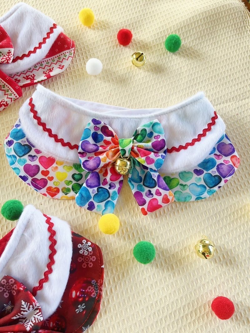 狗和猫的围巾彩虹圣诞版 - 项圈/牵绳 - 棉．麻 多色