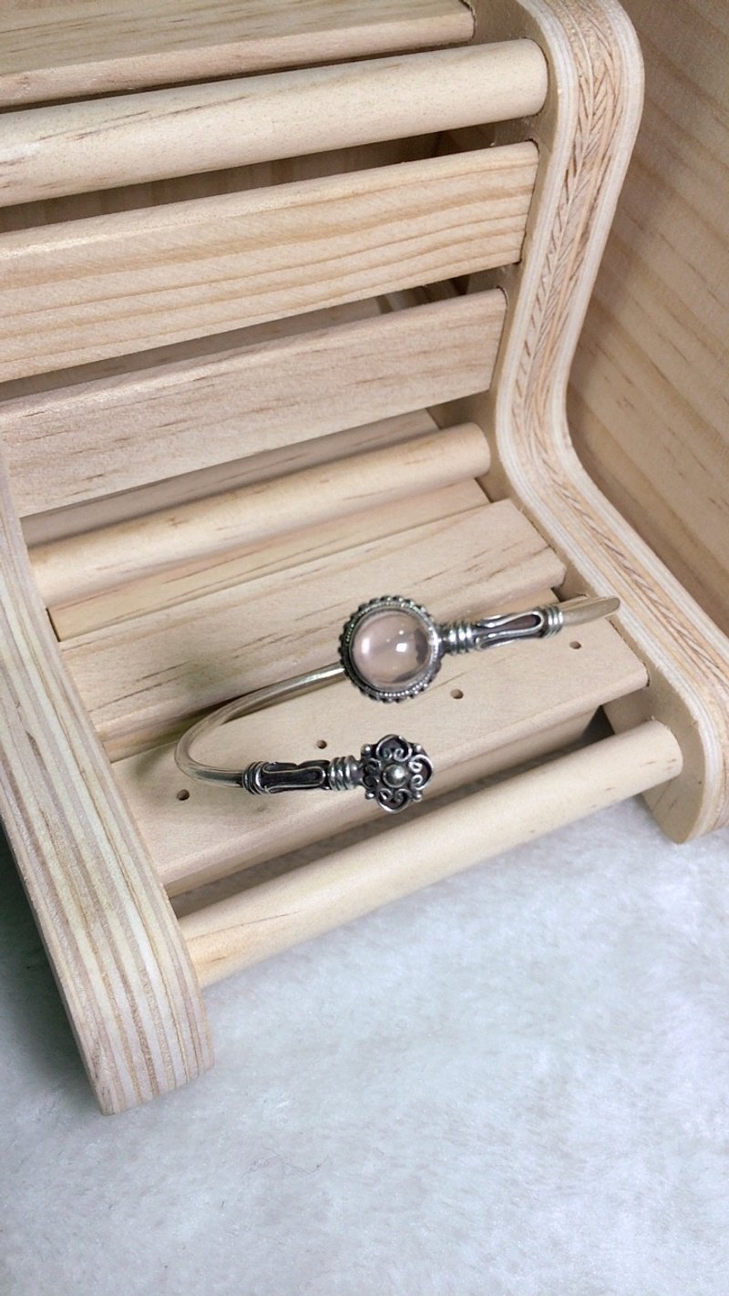 粉水晶 手环 尼泊尔 手工制 925纯银材质 - 手链/手环 - 宝石 