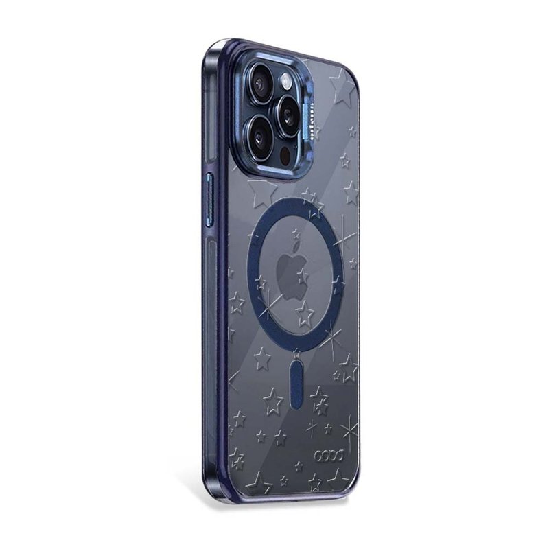 iPhone15/14 Pro 浮雕感防震双料抗黄磁吸金属框立架壳-星辰 - 手机壳/手机套 - 其他材质 多色