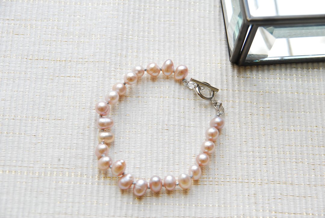 Cleopatra type mauve pink pearl bracelet - 手链/手环 - 珍珠 粉红色