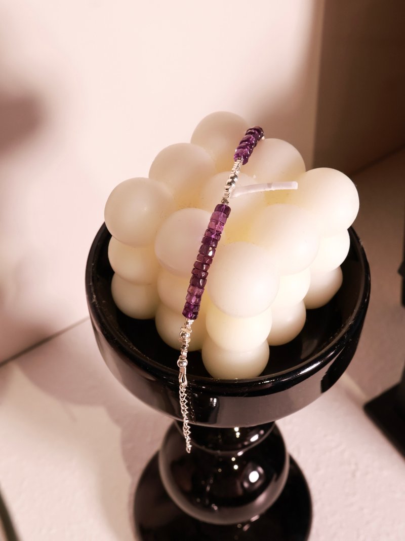 未完待续。紫水晶钻切 Amethyst S925纯银 时髦水晶手链 - 手链/手环 - 水晶 紫色