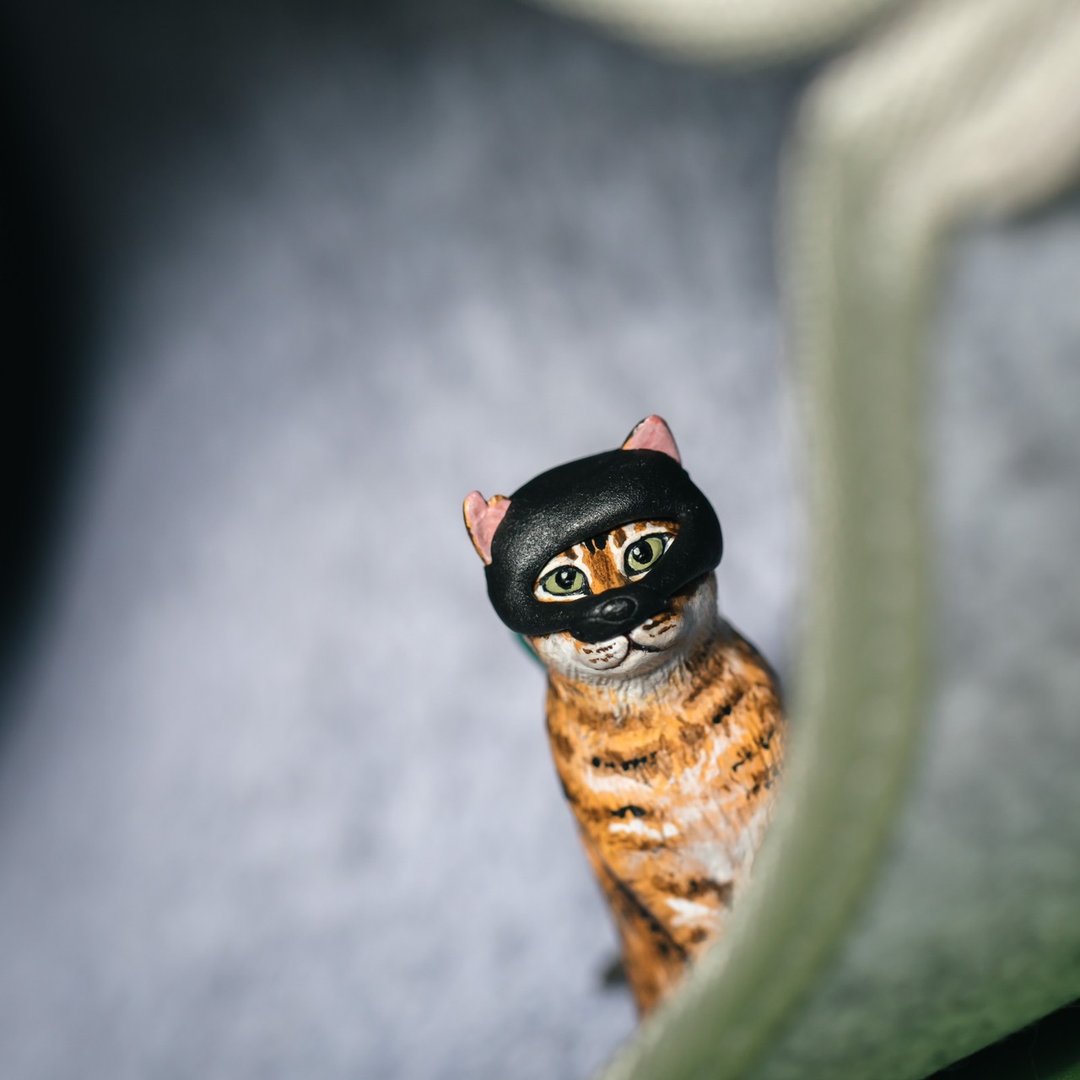 猫咪 定制化宠物手工黏土模型 含配件 - 玩偶/公仔 - 粘土 橘色