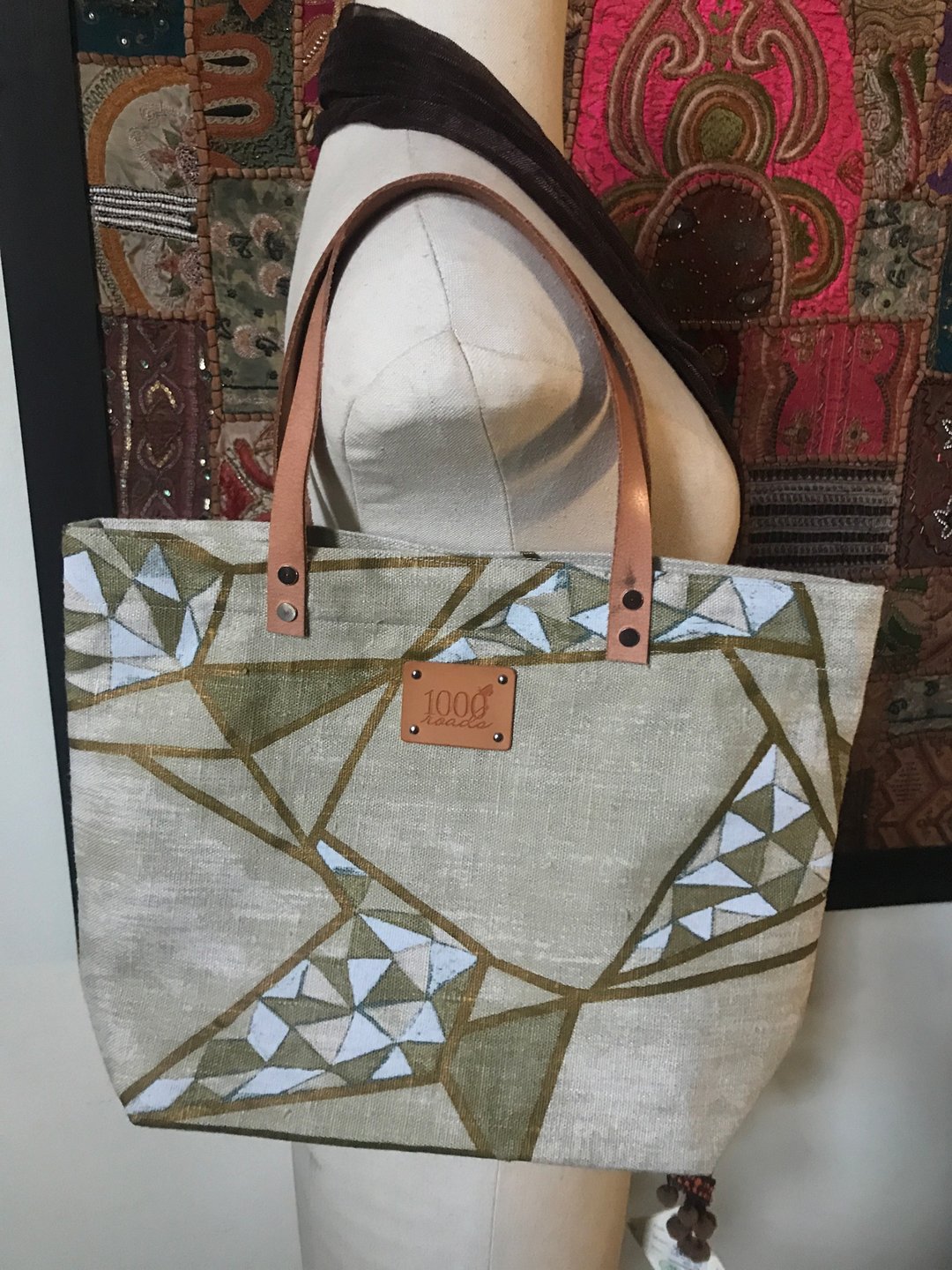 Printed linen tote bag - 其他 - 棉 多色