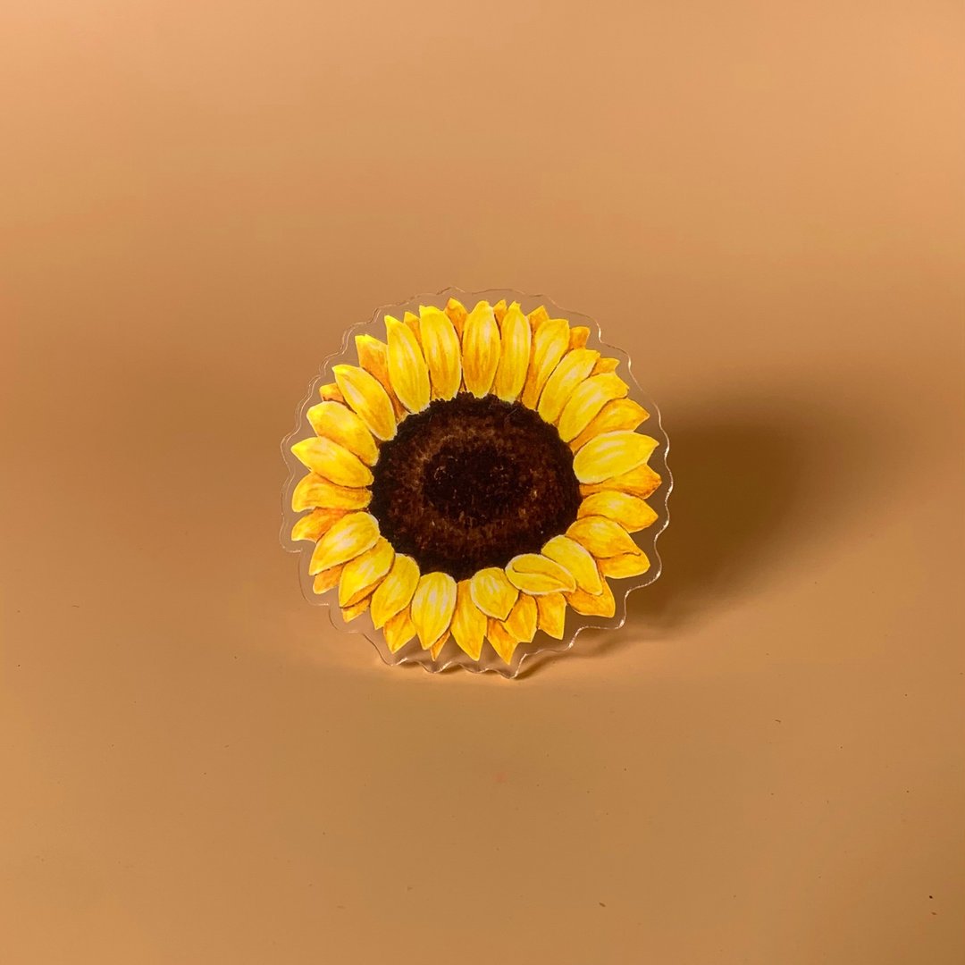 flower griptok / phonegrip / popsockets - Sunflower - 手机配件 - 压克力 黄色