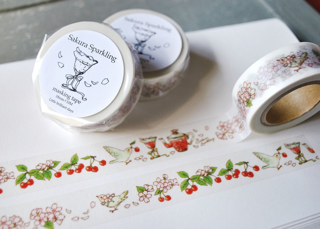 Sakura Sparkling masking tape - 纸胶带 - 纸 粉红色