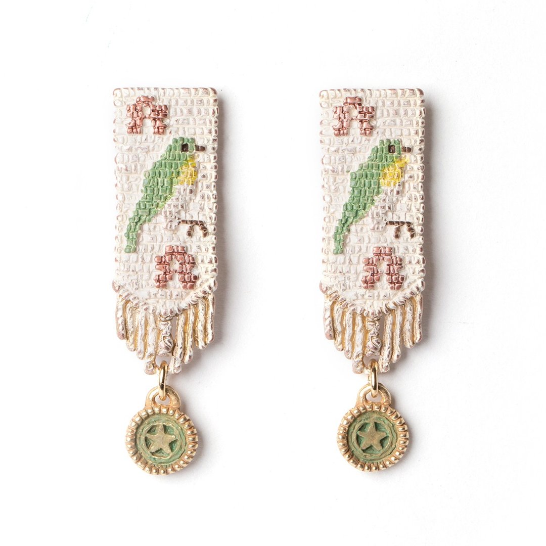 Spring Banner - 耳环/耳夹 - 其他金属 绿色