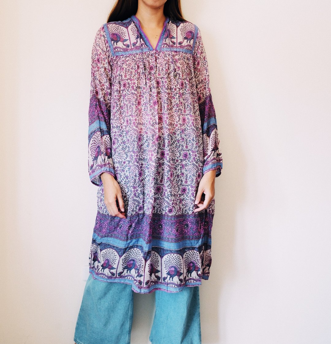 Vintage 70s midi dress 七零年代经典盖印洋装 - 洋装/连衣裙 - 棉 