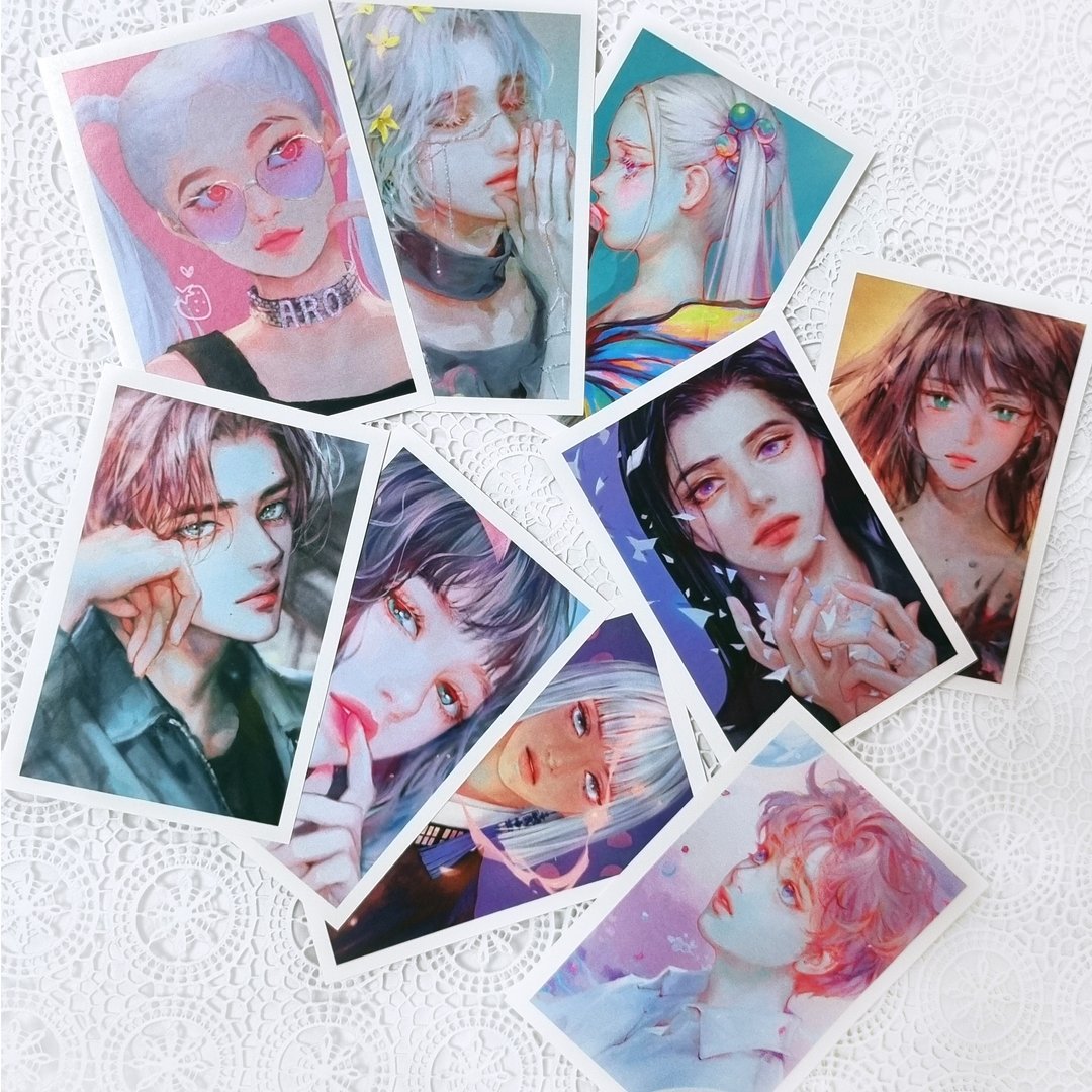 贴纸组 A 9种混合 (oonjap) 人物 少女 少年 插画 - 贴纸 - 纸 多色