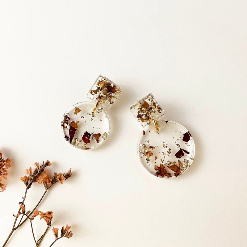 【小王子的玫瑰园】不对称树脂耳针 - 耳环/耳夹 - 树脂 透明