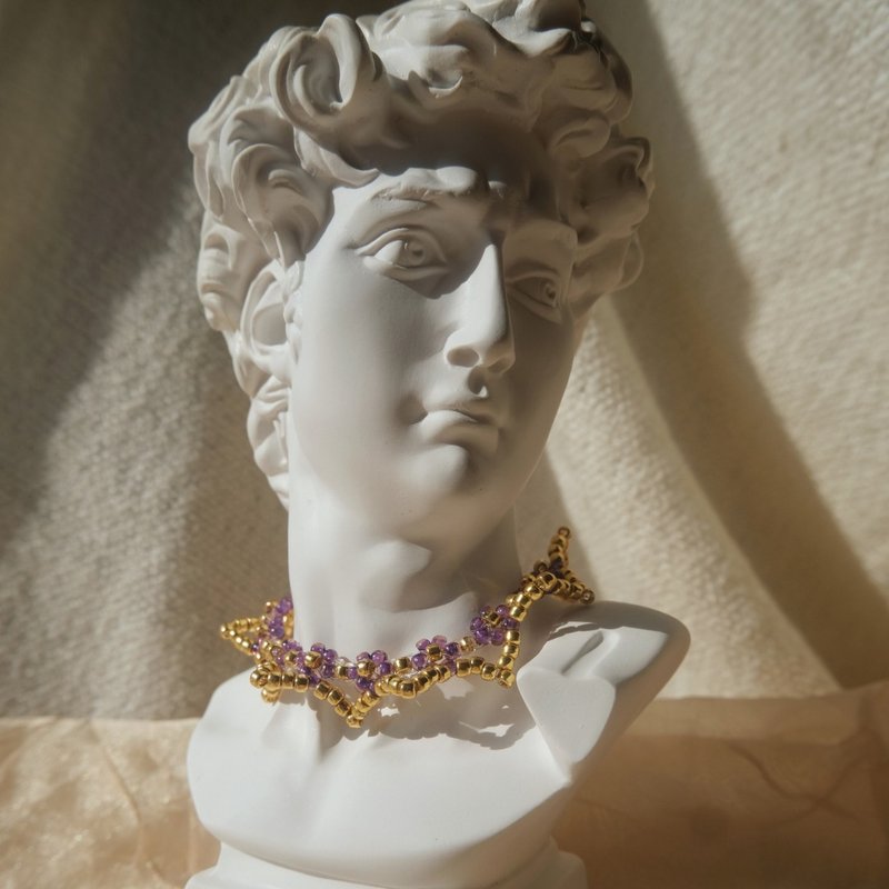 花花珠子菱角手链 - 手链/手环 - 玻璃 紫色