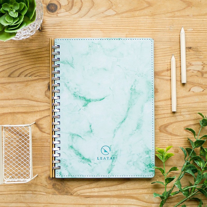 恋恋风尘。A5大理石纹孟宗竹条活页本 (介纸1.0钢笔适用纸) -绿色 - 笔记本/手帐 - 纸 绿色