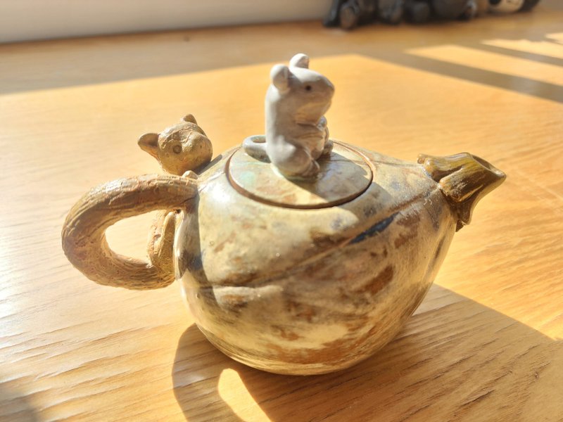 橘猫爱鼠王*手工陶壶* - 茶具/茶杯 - 陶 