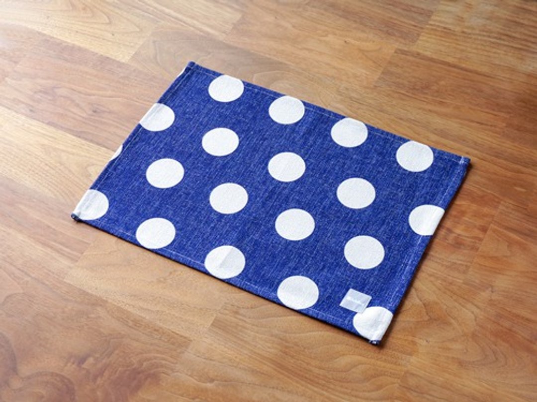 Place mat Scandinavian pattern blue dot 2-pack Natural Linen 45 × 32cm jubileeteatoweltt104 - 杯垫 - 棉 