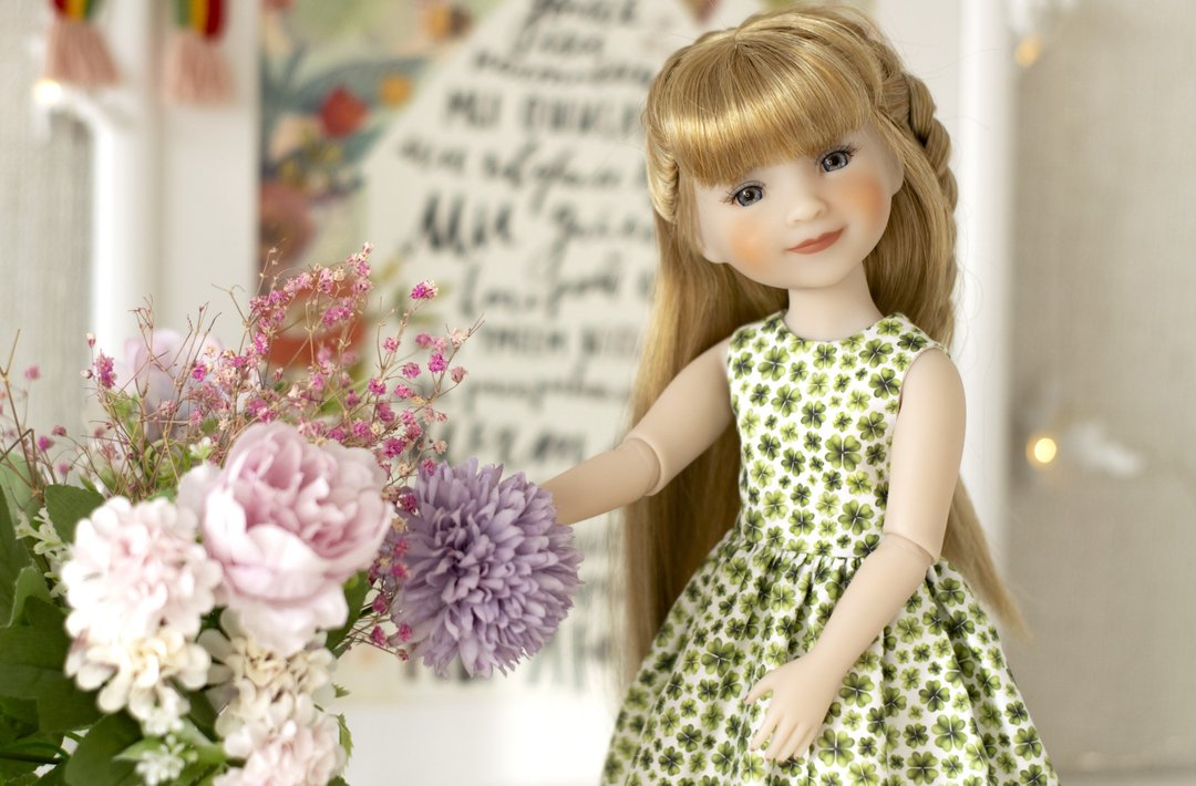 St. Patrick's Day dress for doll Ruby Red Fashion Friends (37 cm / 14.5 inches) - 玩偶/公仔 - 棉 绿色