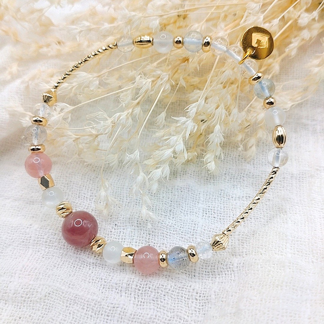 【初恋悸动】月光石 粉晶 拉长石 白水晶 海蓝宝 | 水晶手链 - 手链/手环 - 水晶 粉红色