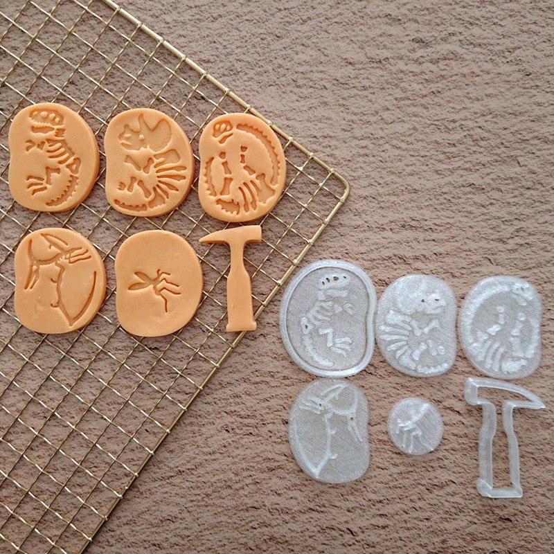 【クッキー型セット】恐竜 化石 発掘 - 厨房用具 - 塑料 透明
